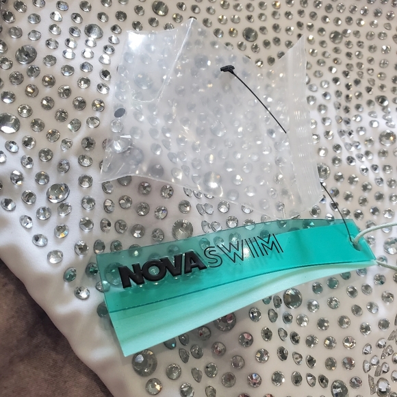 Rhinestone Drip Wrap One Piece Swimsuits 1x - Picture 5 of 8